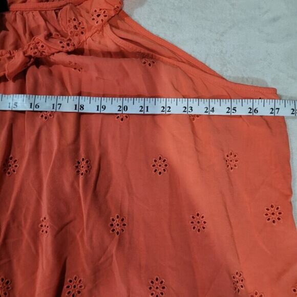 Torrid Coral Eyelet Ruffle Tie Front‎ Tank Top - Size 4X - Picture 9 of 10